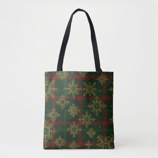 Steampunk Snowflake Rot und Grüner Tartan Tasche (Vorderseite)