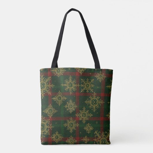 Steampunk Snowflake Rot und Grüner Tartan Tasche (Rückseite)