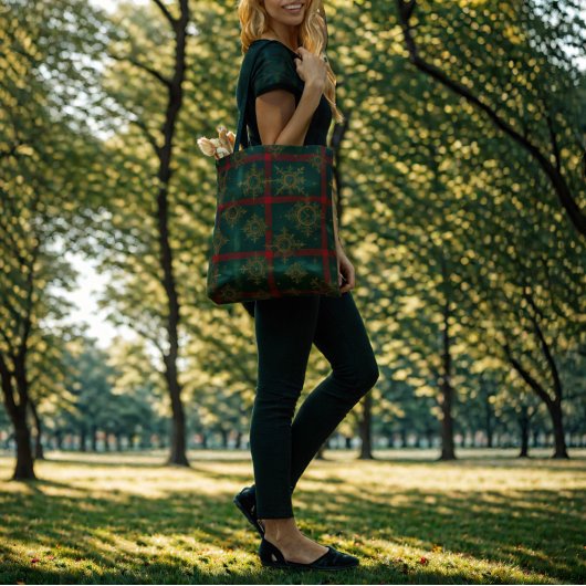 Steampunk Snowflake Rot und Grüner Tartan Tasche