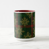 Steampunk Snowflake Rot und Grüner Tartan Tasse (Zentrum)