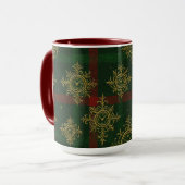 Steampunk Snowflake Rot und Grüner Tartan Tasse (Vorderseite Links)