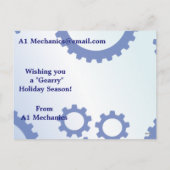 Steampunk Snowman Gear Holiday Design Feiertagspostkarte (Rückseite)