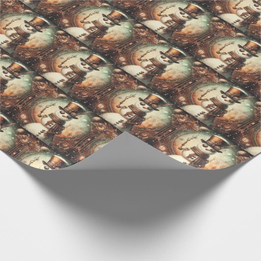 Steampunk Snowman Geschenkpapier (Ecke)