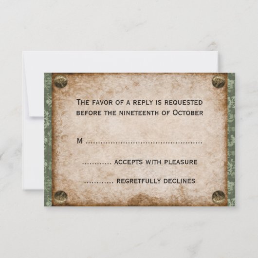 Steampunk Soiree Viktorianisch Wedding RSVP Karte (Rückseite)