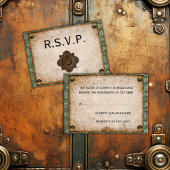Steampunk Soiree Viktorianisch Wedding RSVP Karte