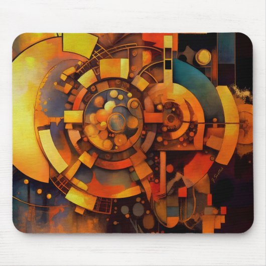 Steampunk Solar Mechanism Abstract Mousepad (Vorne)