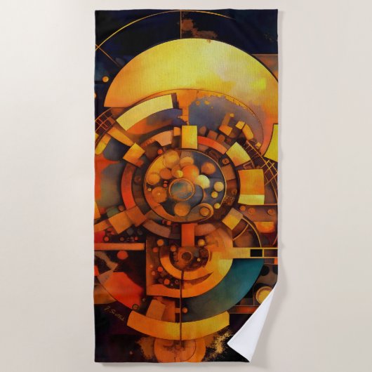 Steampunk-Solar-Mechanismus-Abstrakt Strandtuch (Vorderseite)