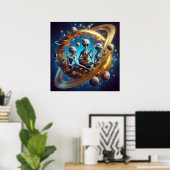 Steampunk Space Außerirdischen Trio Musical Instru Poster (Heimbüro)
