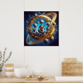 Steampunk Space Außerirdischen Trio Musical Instru Poster (Küche)