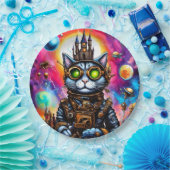 Steampunk Space Cat I Pappteller (Party)