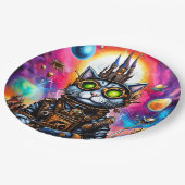 Steampunk Space Cat I Pappteller (Schrägansicht)