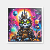 Steampunk Space Cat I Serviette (Vorderseite)