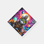 Steampunk Space Cat I Serviette (Ecke)