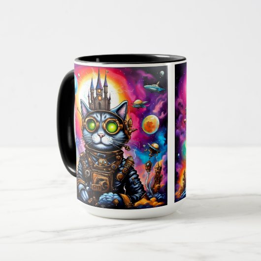 Steampunk Space Cat I Tasse (Vorderseite Links)