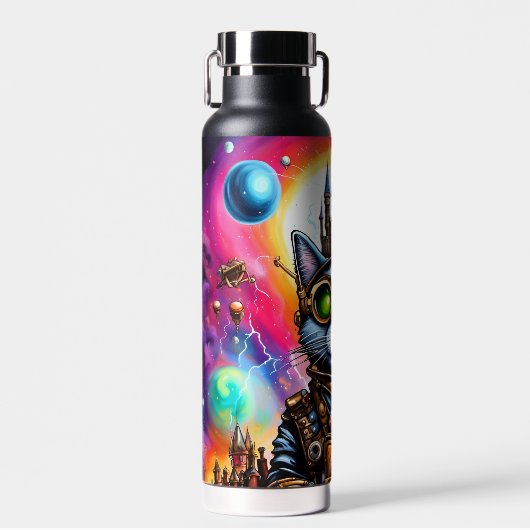 Steampunk Space Cat I Trinkflasche (Vorne)