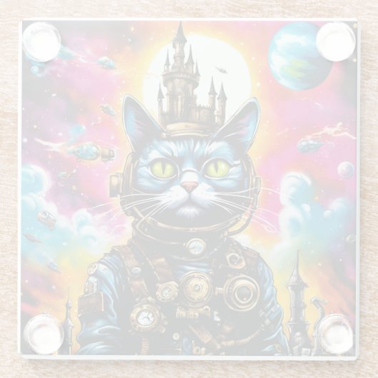 Steampunk Space Cat II Glasuntersetzer (Rückseite)
