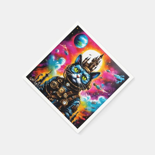 Steampunk Space Cat II Serviette (Ecke)