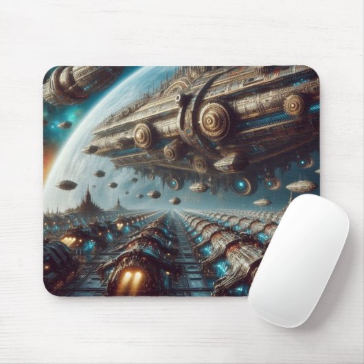 Steampunk Space Fleet Mouse Pad Mousepad (Mit Mouse)