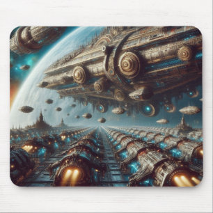 Steampunk Space Fleet Mouse Pad Mousepad