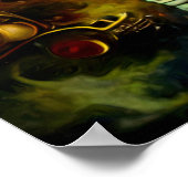 Steampunk Spaceman Astronaut und Mond Poster (Ecke)