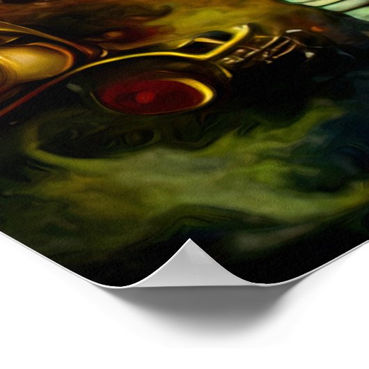 Steampunk Spaceman Astronaut und Mond Poster (Ecke)