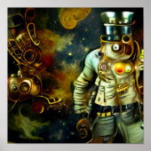 Steampunk Spaceman Astronaut und Mond Poster (Vorne)