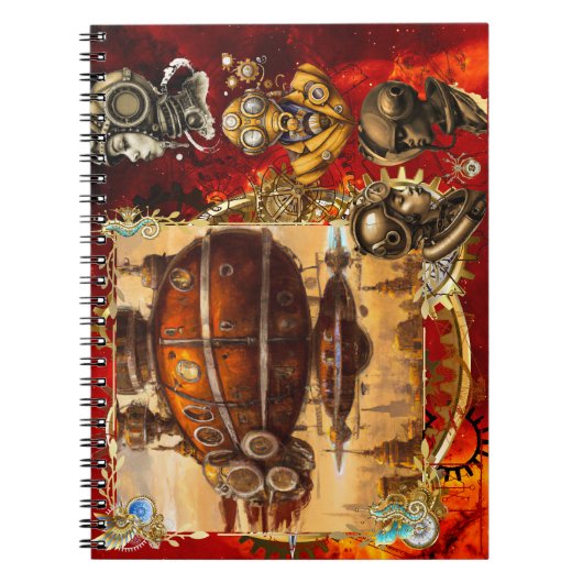Steampunk Spaceship Notizblock (Vorderseite)