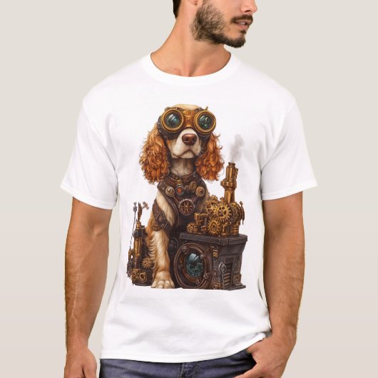 Steampunk Spaniel � Victorian Dog Inventor T-Shirt (Vorderseite)