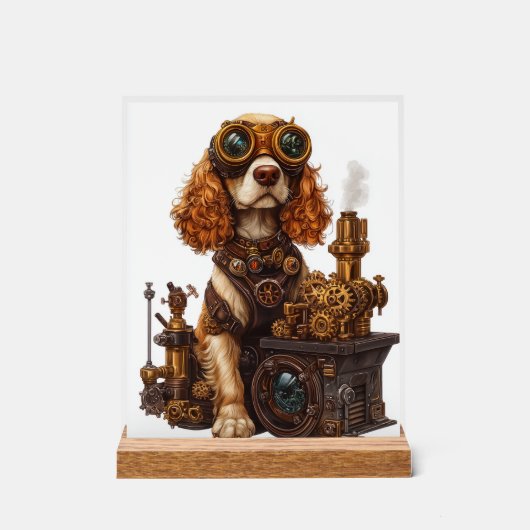 Steampunk Spaniel - Viktorianischer Hundeerfinder Acrylschild (Vorderseite)
