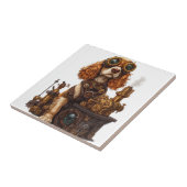 Steampunk Spaniel � viktorianischer Hundeerfinder Fliese (Seite)