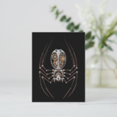 Steampunk Spider auf Black Postkarte (Stehend Vorderseite)