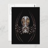 Steampunk Spider auf Black Postkarte (Vorne/Hinten)