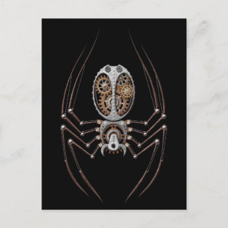 Steampunk Spider auf Black Postkarte