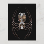 Steampunk Spider auf Black Postkarte (Vorderseite)