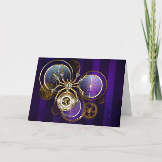 Steampunk Spider im Lila Hintergrund (Vorderseite)