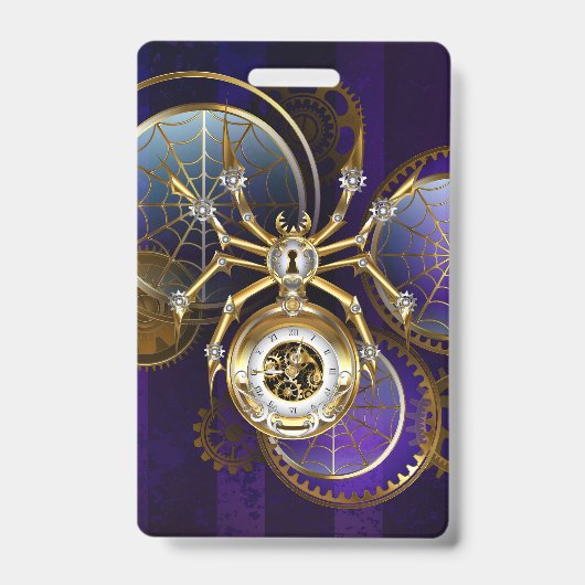 Steampunk Spider im Lila Hintergrund Ausweis (Vorderseite)
