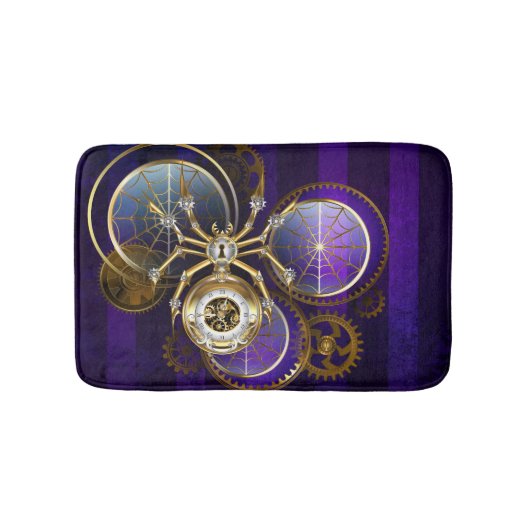 Steampunk Spider im Lila Hintergrund Badematte (Vorderseite)