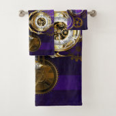 Steampunk Spider im Lila Hintergrund Badhandtuch Set (Insitu)