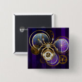 Steampunk Spider im Lila Hintergrund Button (Vorne & Hinten)