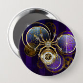 Steampunk Spider im Lila Hintergrund Button (Vorne & Hinten)