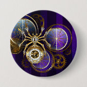 Steampunk Spider im Lila Hintergrund Button (Vorderseite)
