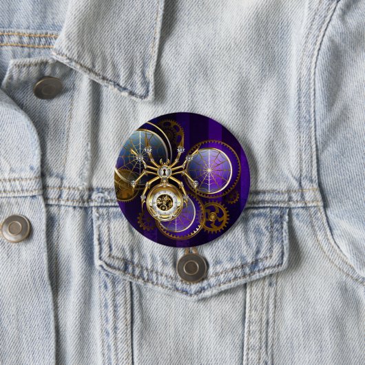 Steampunk Spider im Lila Hintergrund Button (Beispiel)
