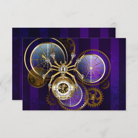 Steampunk Spider im Lila Hintergrund Dankeskarte (Vorne/Hinten)