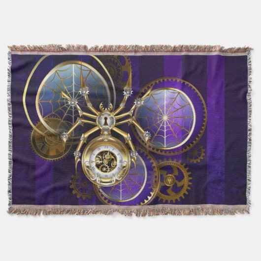Steampunk Spider im Lila Hintergrund Decke (Vorderseite)