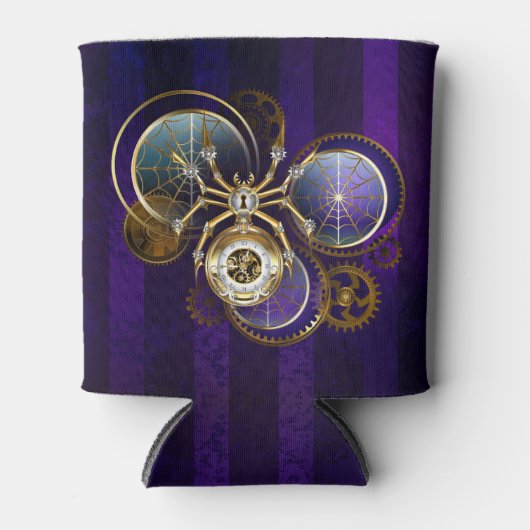 Steampunk Spider im Lila Hintergrund Dosenkühler (Vorderseite)