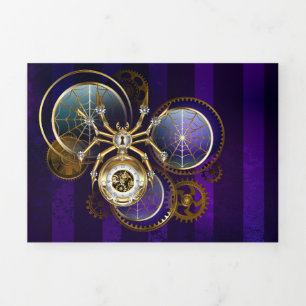 Steampunk Spider im Lila Hintergrund Dreifach Gefaltete Urlaubskarte