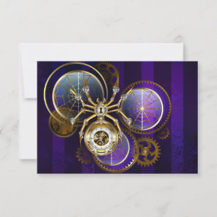 Steampunk Spider im Lila Hintergrund Einladung