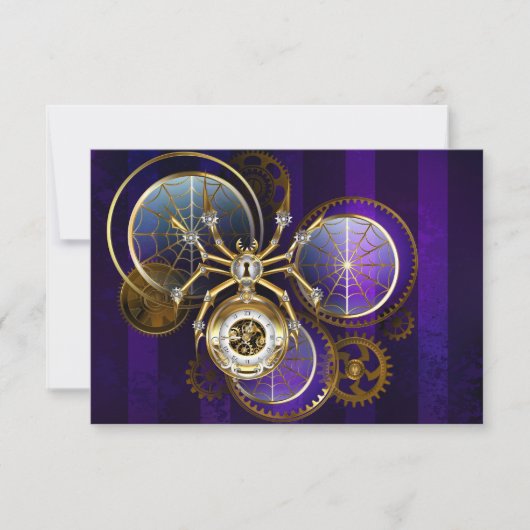 Steampunk Spider im Lila Hintergrund Einladung (Vorderseite)