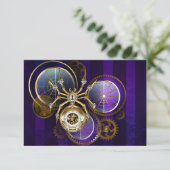 Steampunk Spider im Lila Hintergrund Einladung (Stehend Vorderseite)