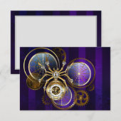 Steampunk Spider im Lila Hintergrund Einladung (Vorne/Hinten)